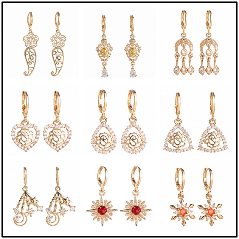 Fashionable Copper Earrings Heart, Triangle, And High Heel Design