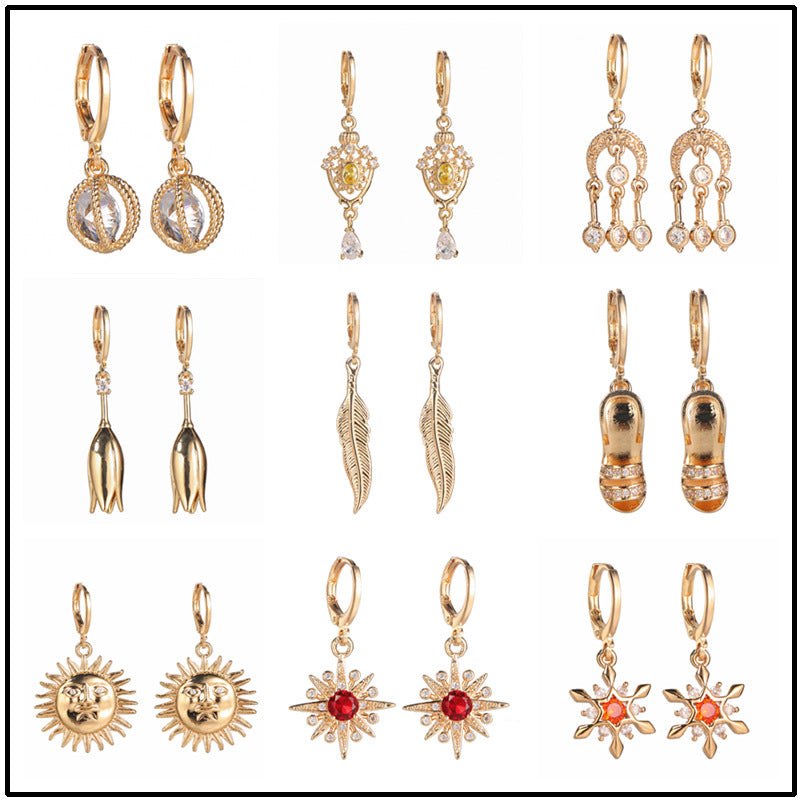 Fashionable Copper Earrings Heart, Triangle, And High Heel Design