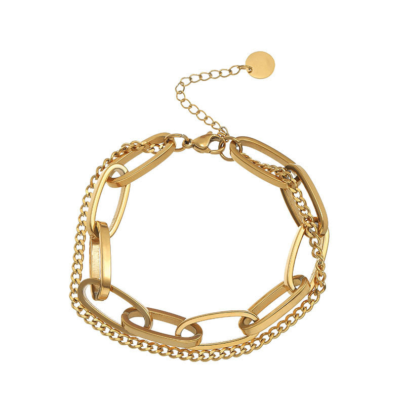 Thick Chain Double-layer Bracelet For Women