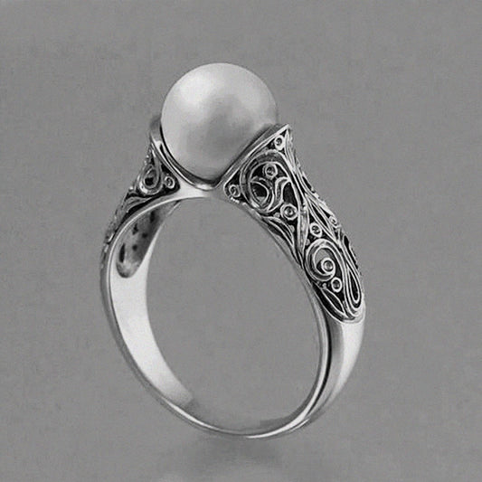 Inlaid Synthetic Pearl Ring Womens Style