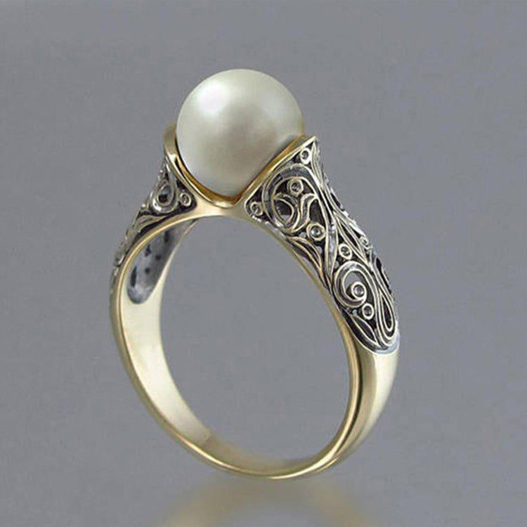 Inlaid Synthetic Pearl Ring Womens Style