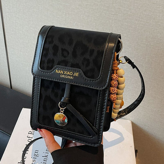 Leopard-Print Phone Bag Stylish Shoulder & Crossbody Bag