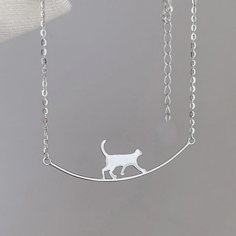 Cute Climbing Cat Pendant Necklace For Women