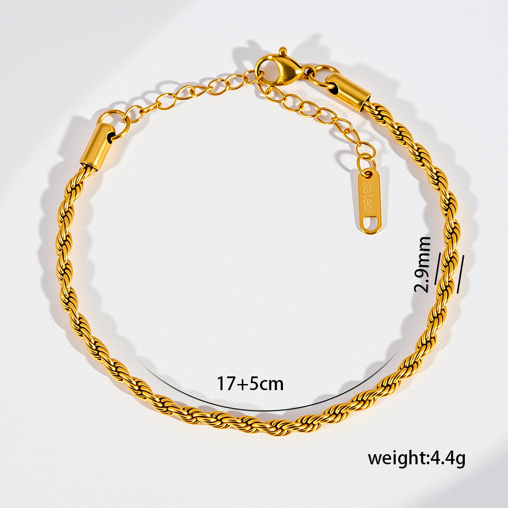 Minimalist Titanium Steel Niche All-Match 18K Gold-Plated Bracelet For Women