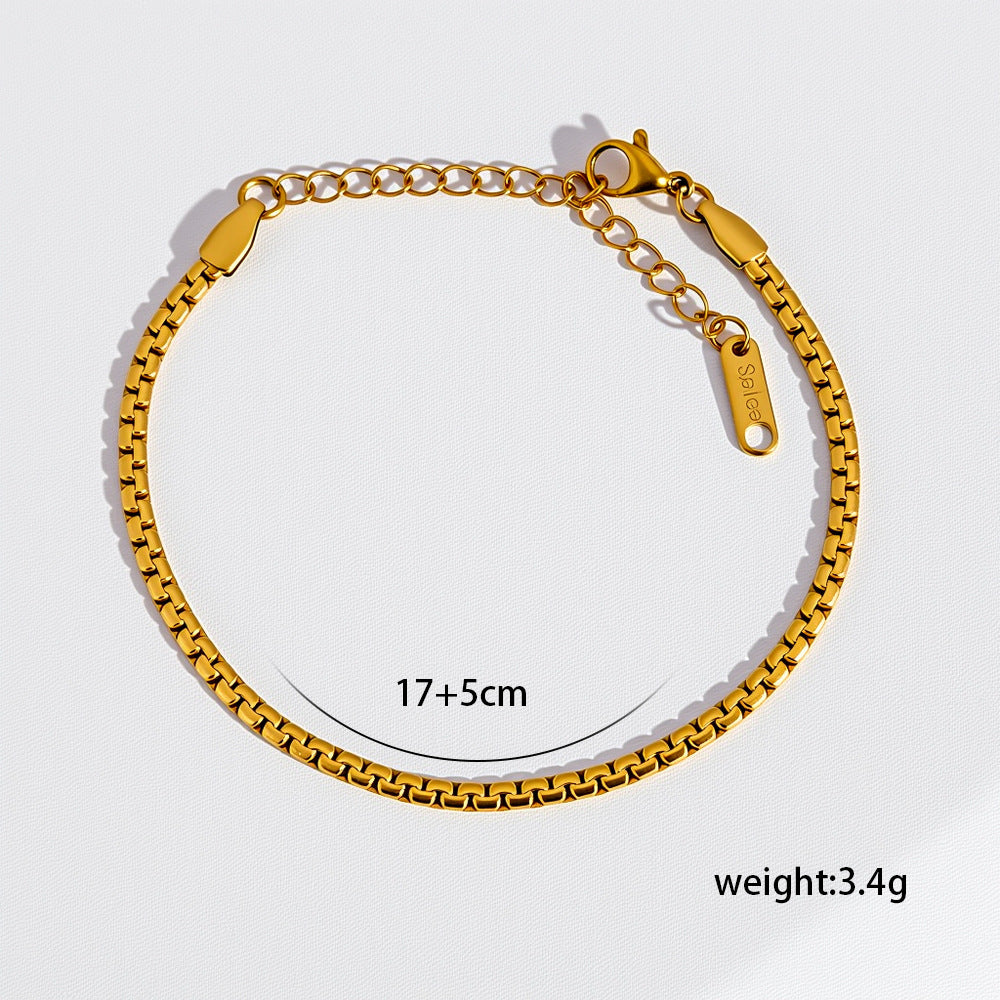 Minimalist Titanium Steel Niche All-Match 18K Gold-Plated Bracelet For Women