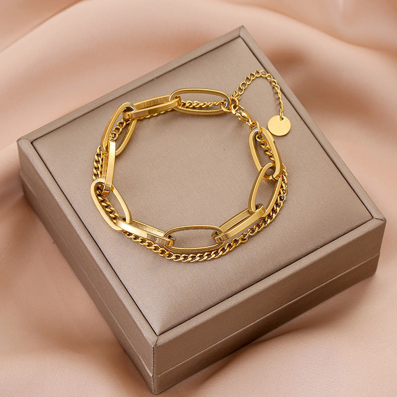 Thick Chain Double-layer Bracelet For Women