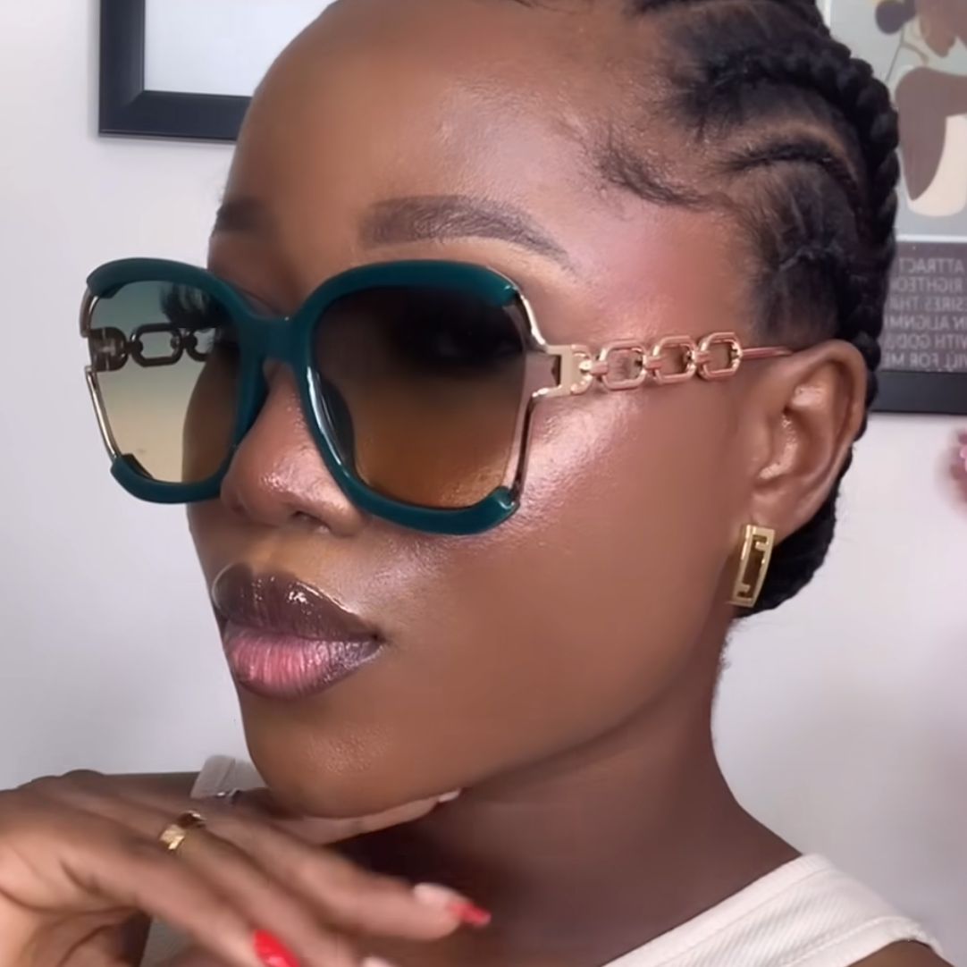 Big Square Rim Chain Sunglasses For Women Fashionable Sunglasses