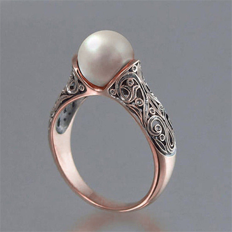Inlaid Synthetic Pearl Ring Womens Style