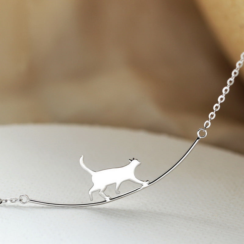 Cute Climbing Cat Pendant Necklace For Women