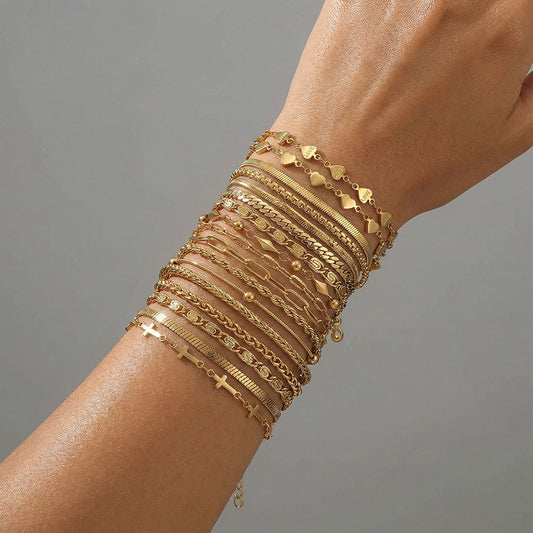 Minimalist Titanium Steel Niche All-Match 18K Gold-Plated Bracelet For Women