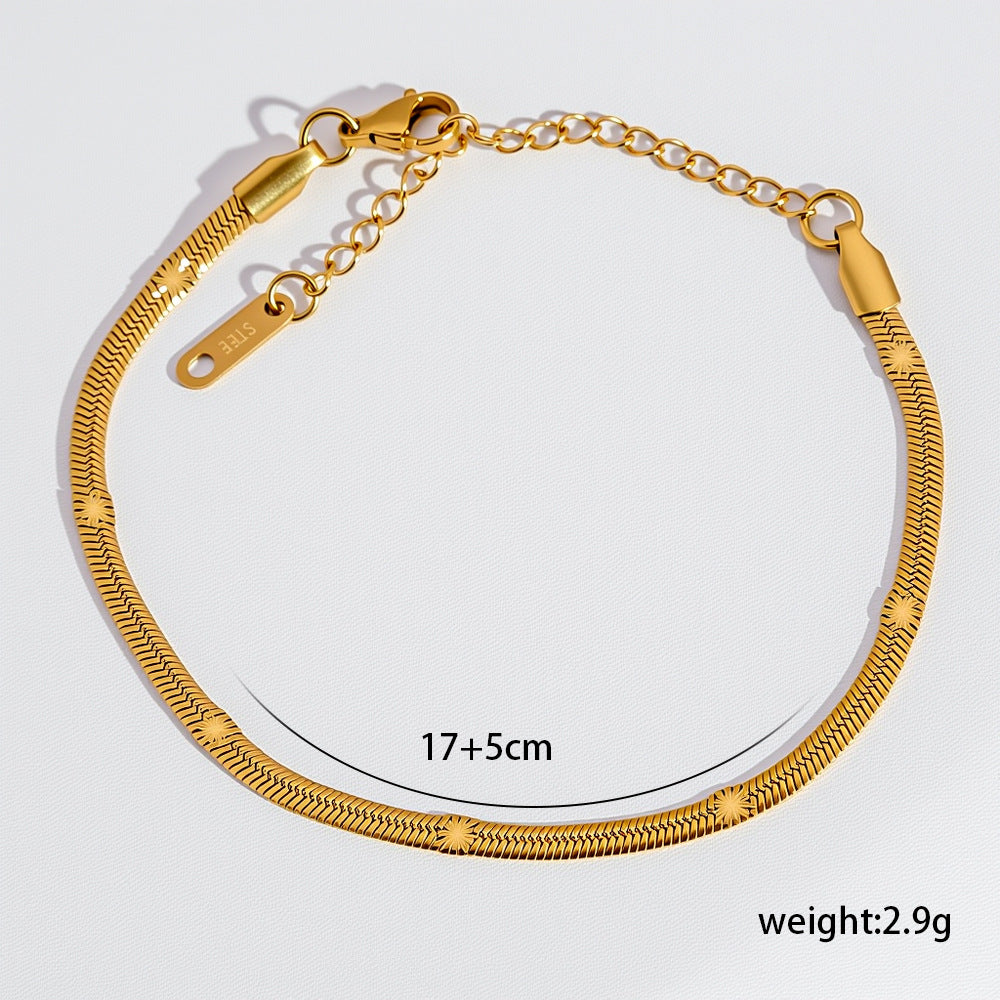 Minimalist Titanium Steel Niche All-Match 18K Gold-Plated Bracelet For Women
